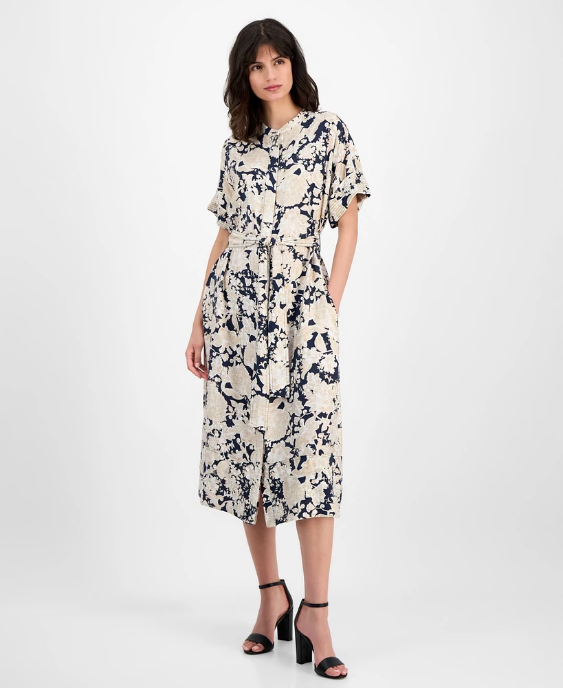 Nautica Jeans Women's Short-Sleeve Belted Mid Dress
