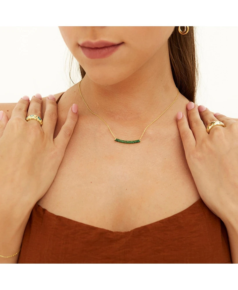 Spero London Sterling Silver Concave Bar Necklace - Green
