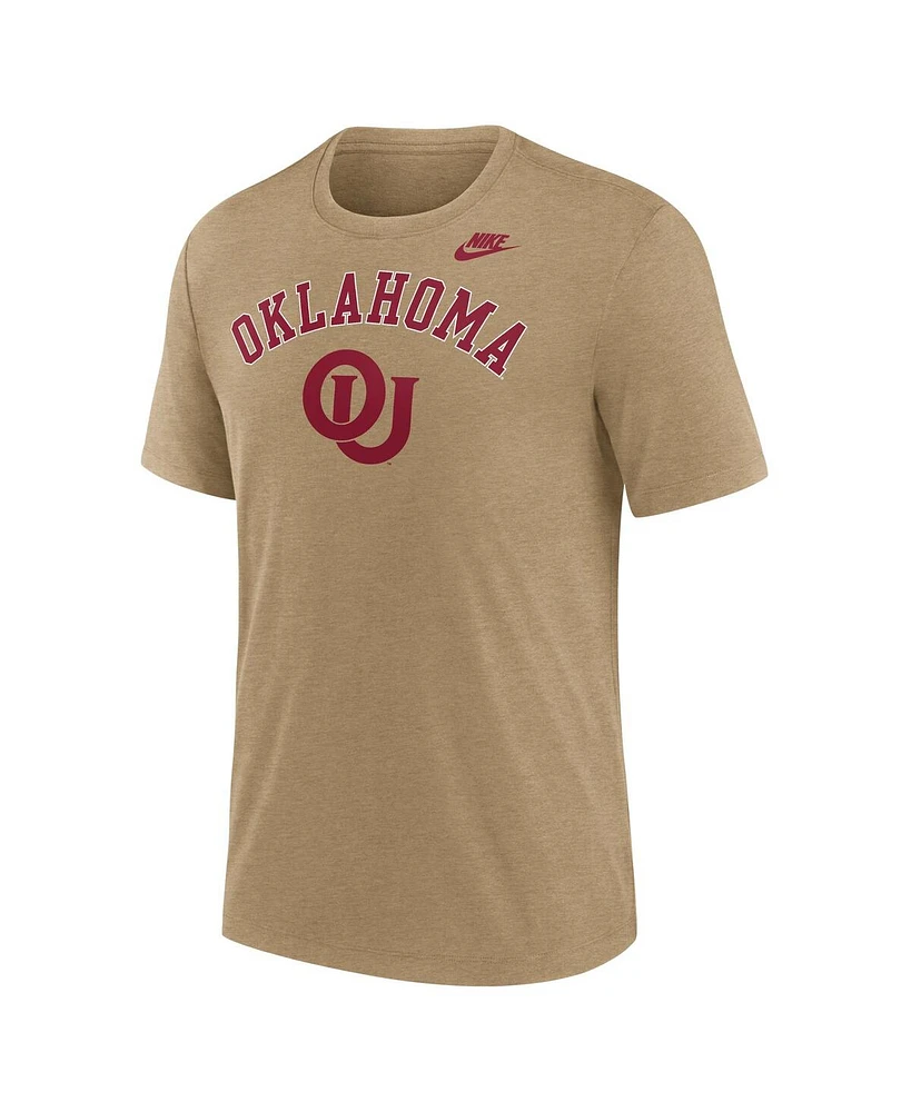Nike Men's Heather Light Brown Oklahoma Sooners Legacy Arch Tri-Blend T-Shirt