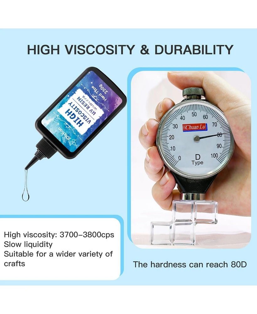 JDiction Uv Resin, 500g Upgrade Ultraviolet Epoxy Resin Crystal Clear Hard Glue Solar Cure Sunlight Activated Resin Kit for Handmade Jewelry, Diy Craf