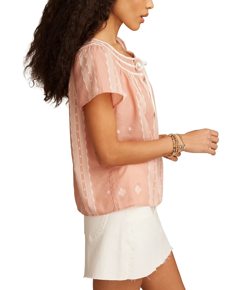 Lucky Brand Short Sleeve Peasant Blouse