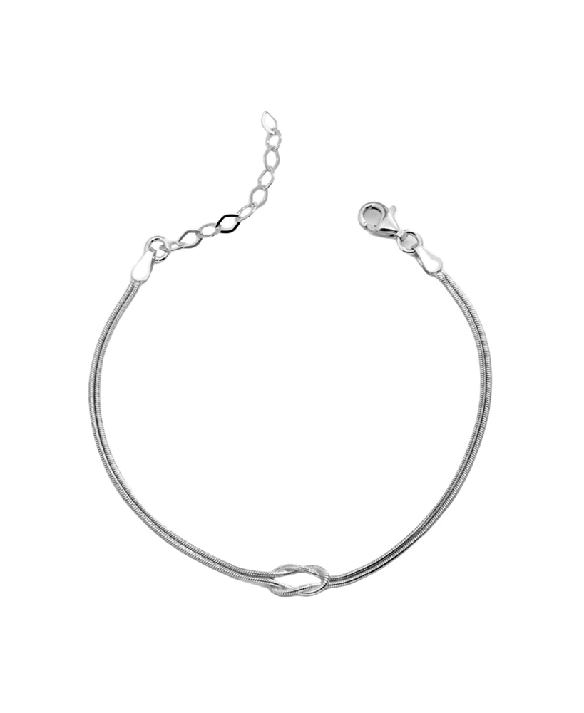 Spero London Sterling Silver Snake Chain Knot Bracelet