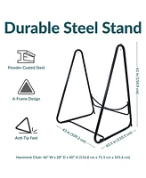 Indoor or Outdoor Hammock Chair with A-Frame Steel Stand - Anti-Tip Feet for Stability - Black