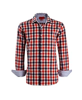 Elie Balleh Big Boys Red Slim Fit Plaid Dress Shirt
