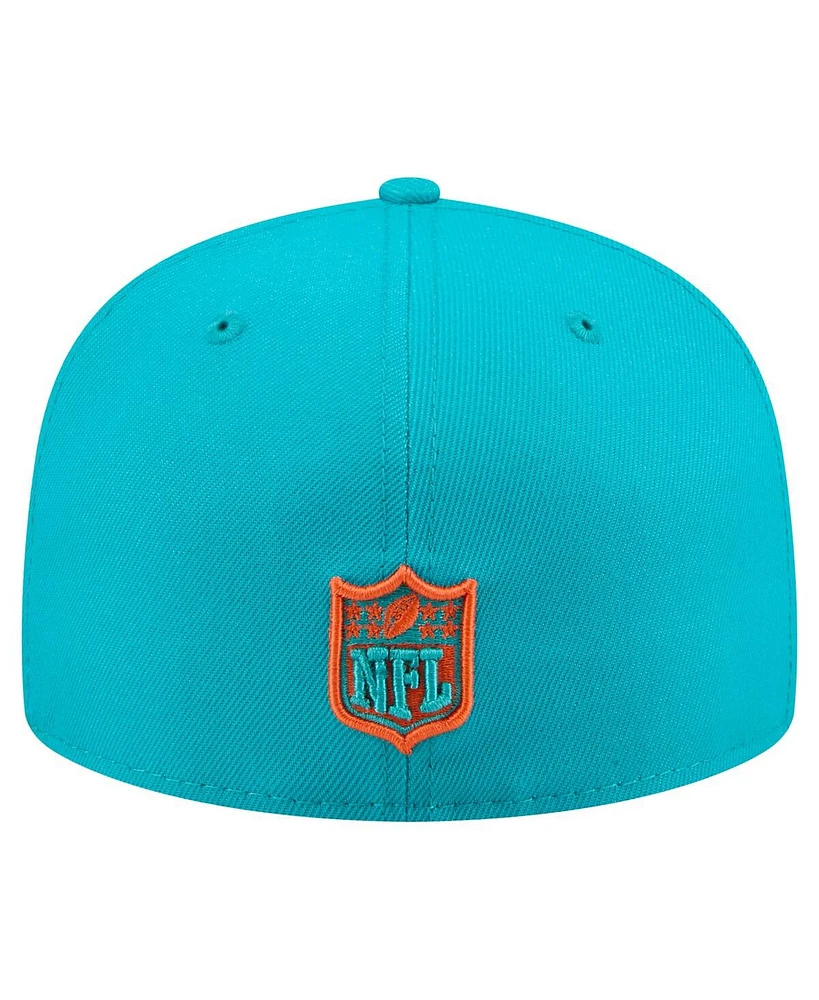 New Era Men's Aqua Miami Dolphins State Stitch 59FIFTY Fitted Hat
