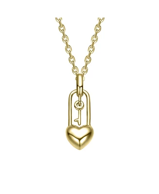 Kids Heart Lock and Key Pendant Necklace