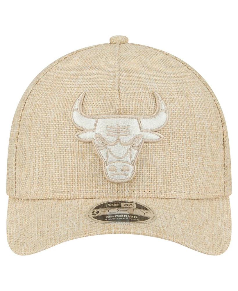 New Era Men's Tan Chicago Bulls Injection Woven A-Frame 9FORTY Adjustable Hat