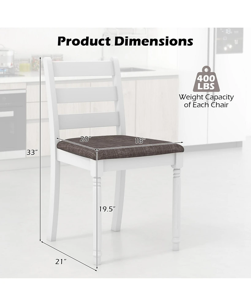 Gymax Wooden Dining Chair Set of 2 w/ Acacia Wood Legs Padded Cushion Ladder Back