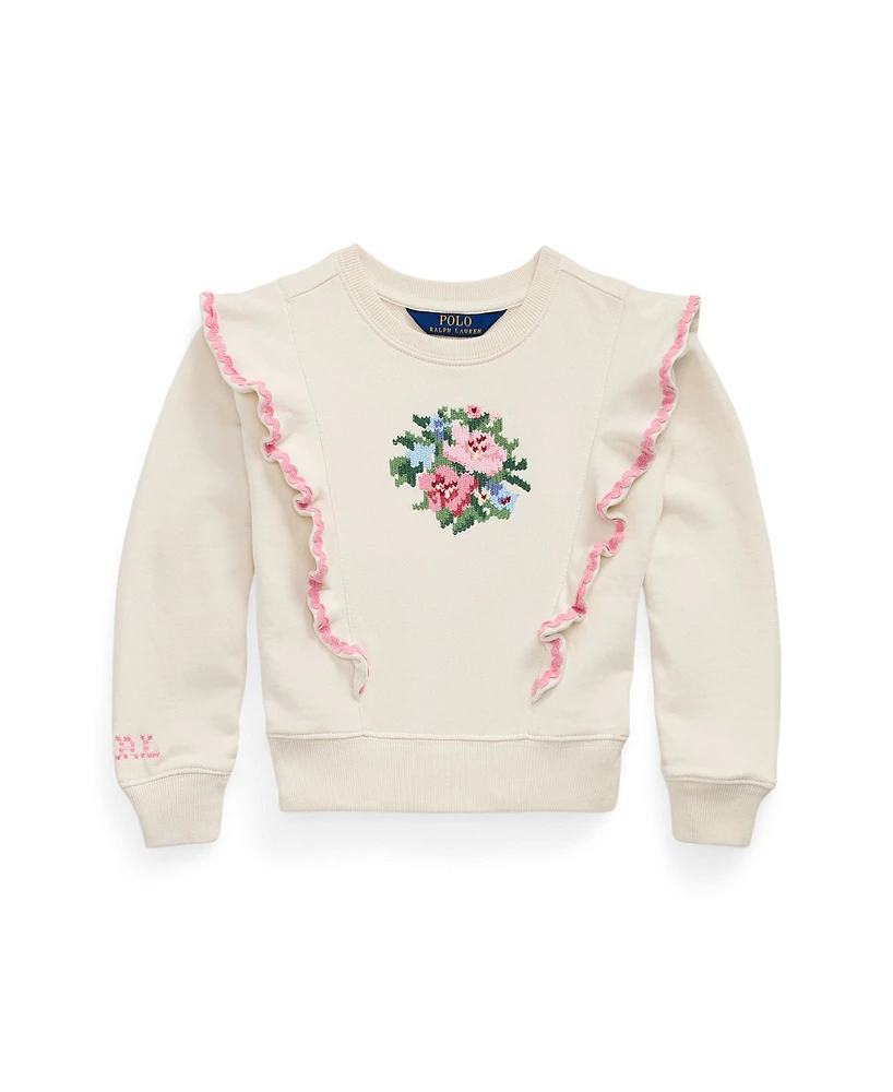 Polo Ralph Lauren Toddler and Little Girls Floral Ruffled Terry Sweatshirt