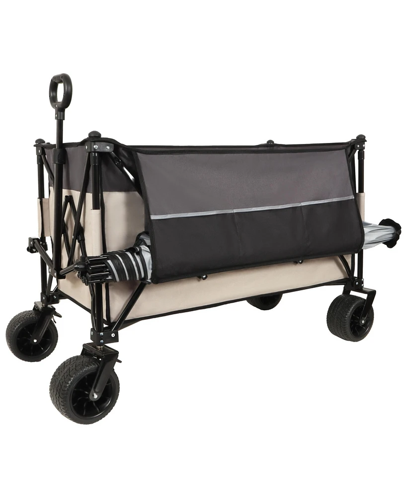 300L Folding Wagon Cart - Heavy Duty, All-Terrain, Khaki Gray