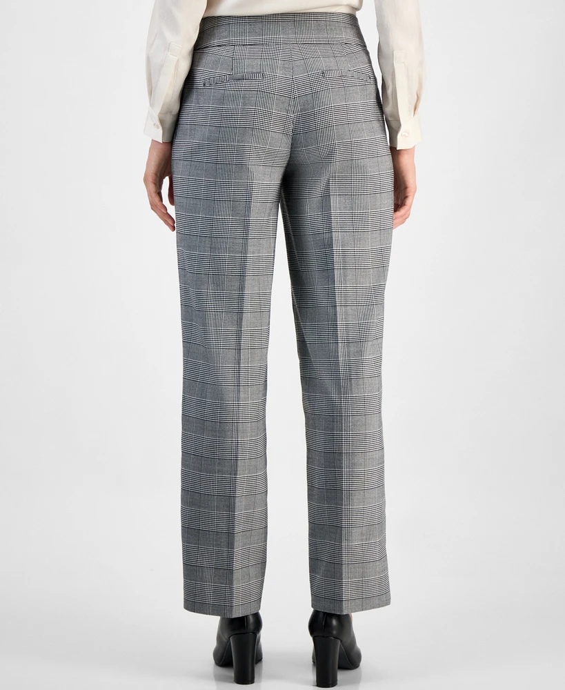 Kasper Women's Check-Print Wide-Leg Pants, Regular & Petite
