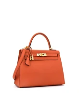 Pre-Owned Hermes Kelly 28 Handbag Orange Epsom with Gold Hardware