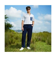 Campus Sutra Men's Navy Blue Tailored Waffle Trousers