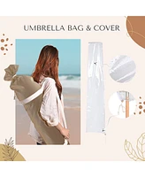 LAGarden Boho 9' Fringe Patio Umbrella with Tassels UPF50+ Boho Style 5-Year-Non-Fading for Outdoor Yard Market Mocha Meander