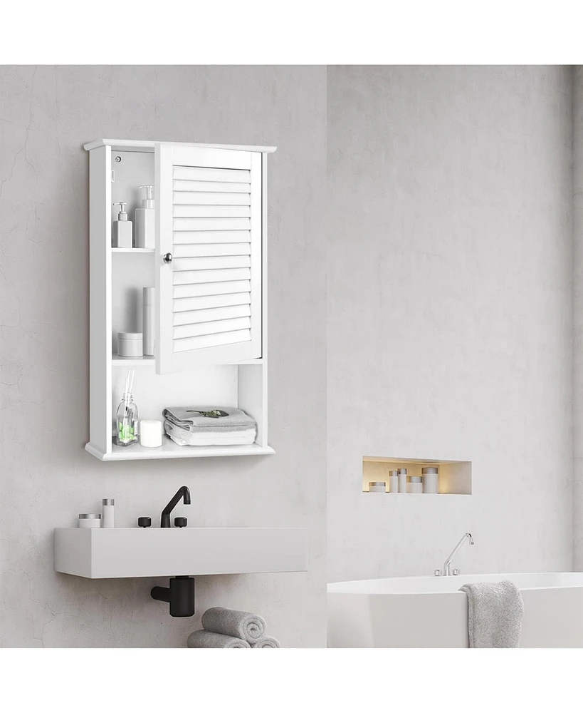 Bathroom Wall Mount Storage Cabinet Single Door with Height Adjustable Shelf