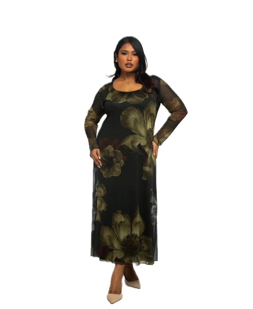 Fashion-szn Curve Women's Floral Print Midaxi Dress