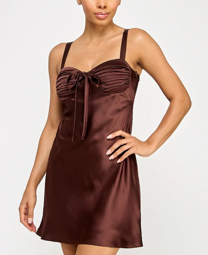 City Studios Juniors' Satin Bustier A-Line Slip Dress