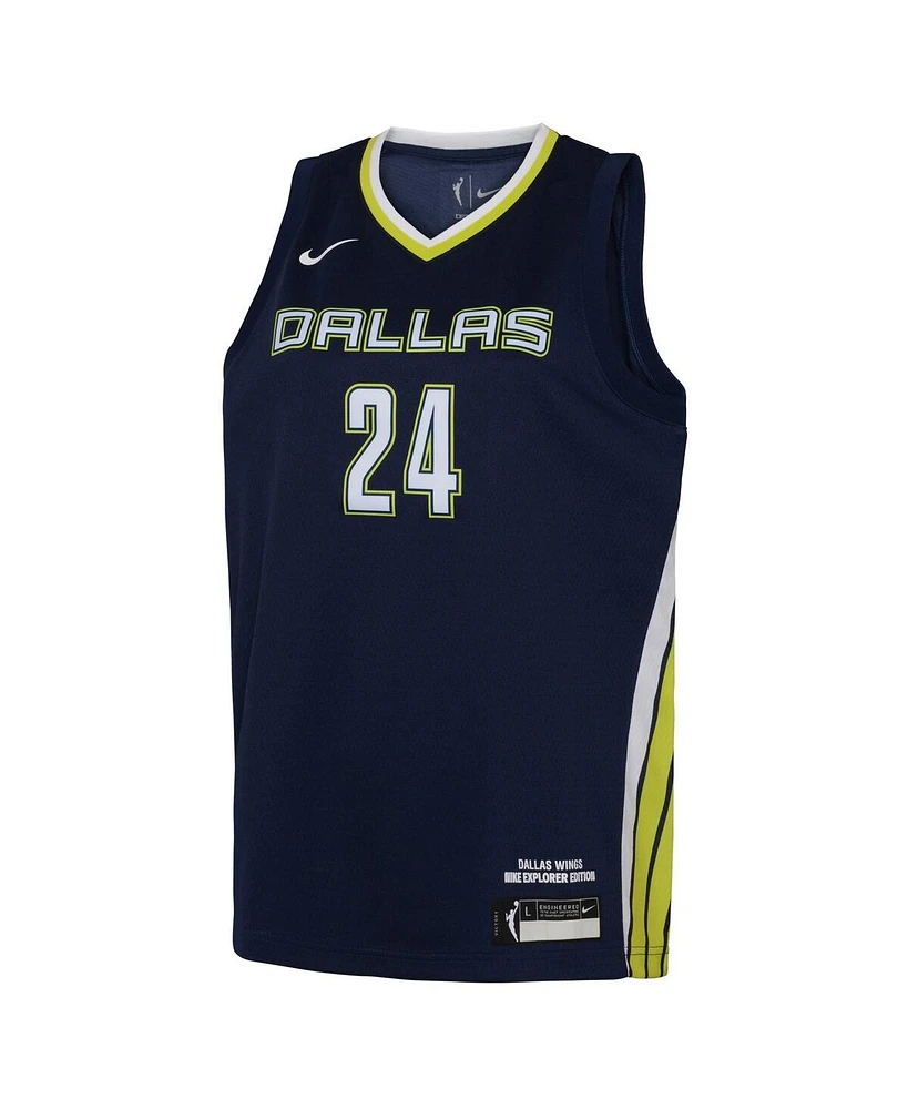 Nike Big Boys and Girls Arike Ogunbowale Navy Dallas Wings 2021 Explorer Edition Victory Player Jersey