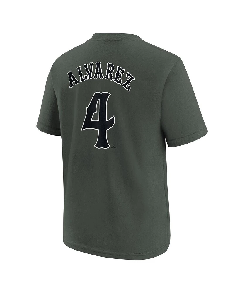 Nike Big Boys and Girls Francisco Alvarez Charcoal New York Mets Fuse City Connect Name Number T-Shirt