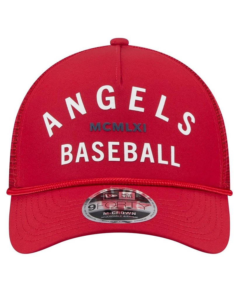 New Era Men's Red Los Angeles Angels Minimalist 9FORTY A-Frame Adjustable Hat