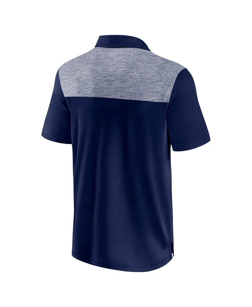 Fanatics Men's Navy Seattle Kraken Iconic Brushed Blocked Polo Shirt