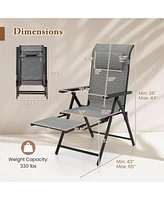 Gymax Folding Patio Chairs Set of Lounge Chairs w/ 10-Level Adjustable Backrests