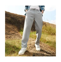 Campus Sutra Men's Cloud Grey Tailored Linen-Blend Trousers