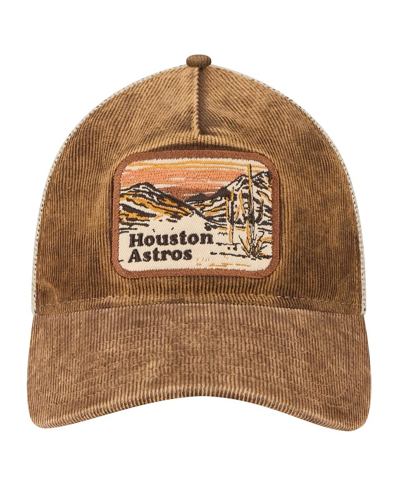 New Era Men's Dark Brown Houston Astros Vintage Landscape 9TWENTY A-Frame Adjustable Trucker Hat