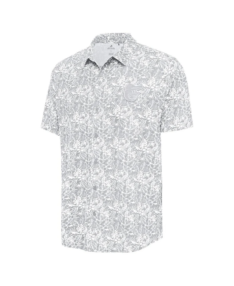 Antigua Men's Gray Baltimore Orioles Resort Button-Up Shirt