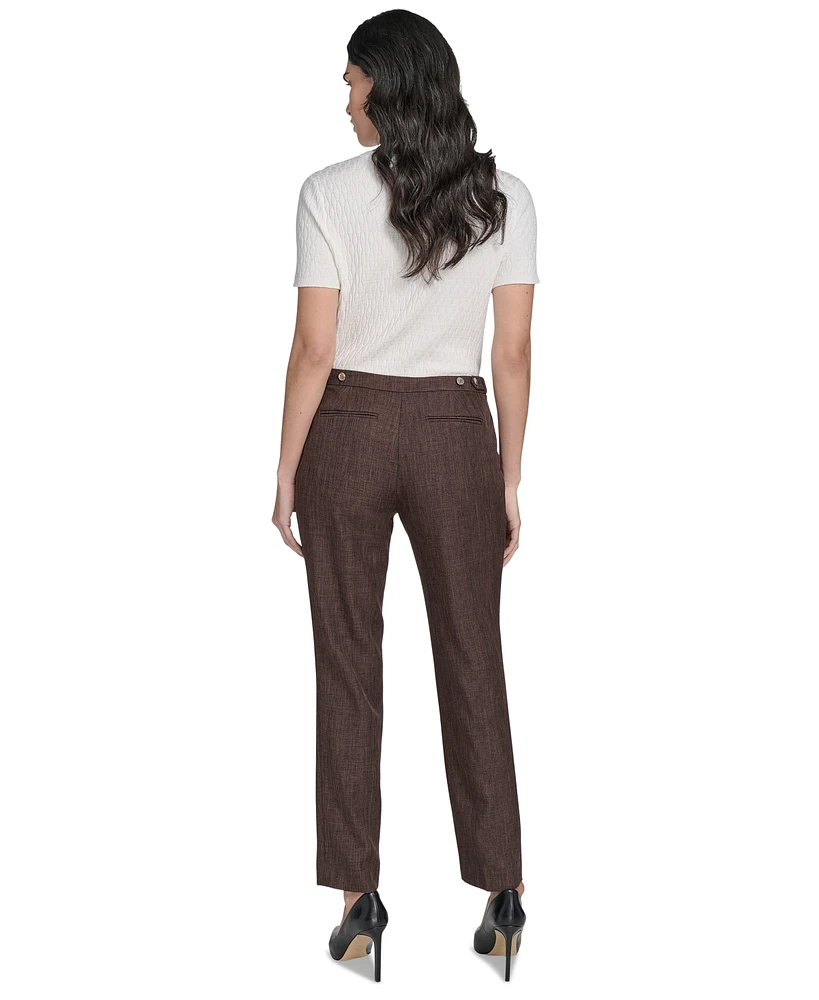 Calvin Klein Petite Mid Rise Straight-Leg Ankle Pants