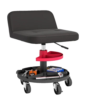 Homcom Rolling Mechanic Stool, 300 Lbs. Capacity Garage Stool,