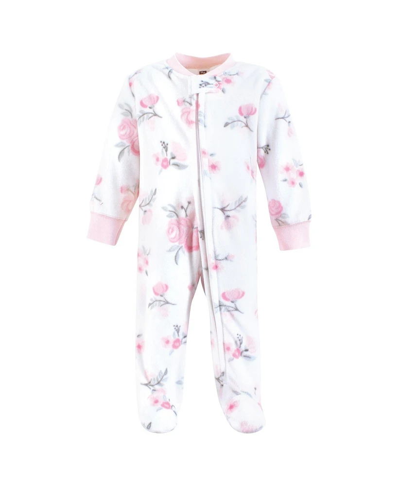 Hudson Baby Girls Fleece Zipper Sleep and Play 2pk, Christmas Unicorn, 6-9 Months