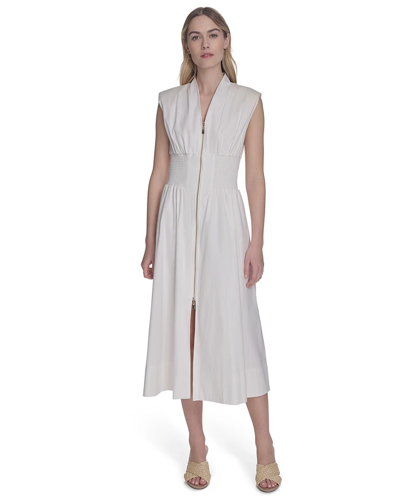 Vince Camuto Women's Cotton Zip-Front Midi Dress