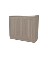 Haivana Utility Sink Base Cabinet with Double Doors and Interior Shelf, White Oak