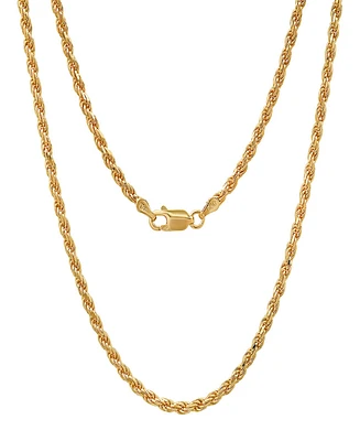Steeltime Unisex 14K Gold Plated Rope Chain Necklace