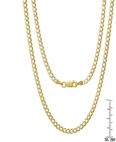 Steeltime Unisex Gold Plated and Sterling Silver Cuban Superflat Necklace