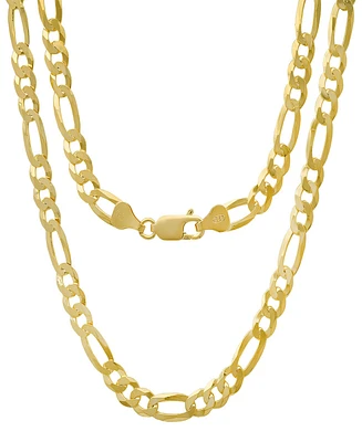 Steeltime Unisex 14K Gold Plated Figaro Superflat Necklace