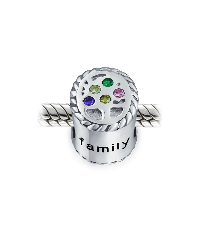 Bling Jewelry Multi Color Cz Family Tree of Life Charm Bead for Mother Wife Silver Bracelet
