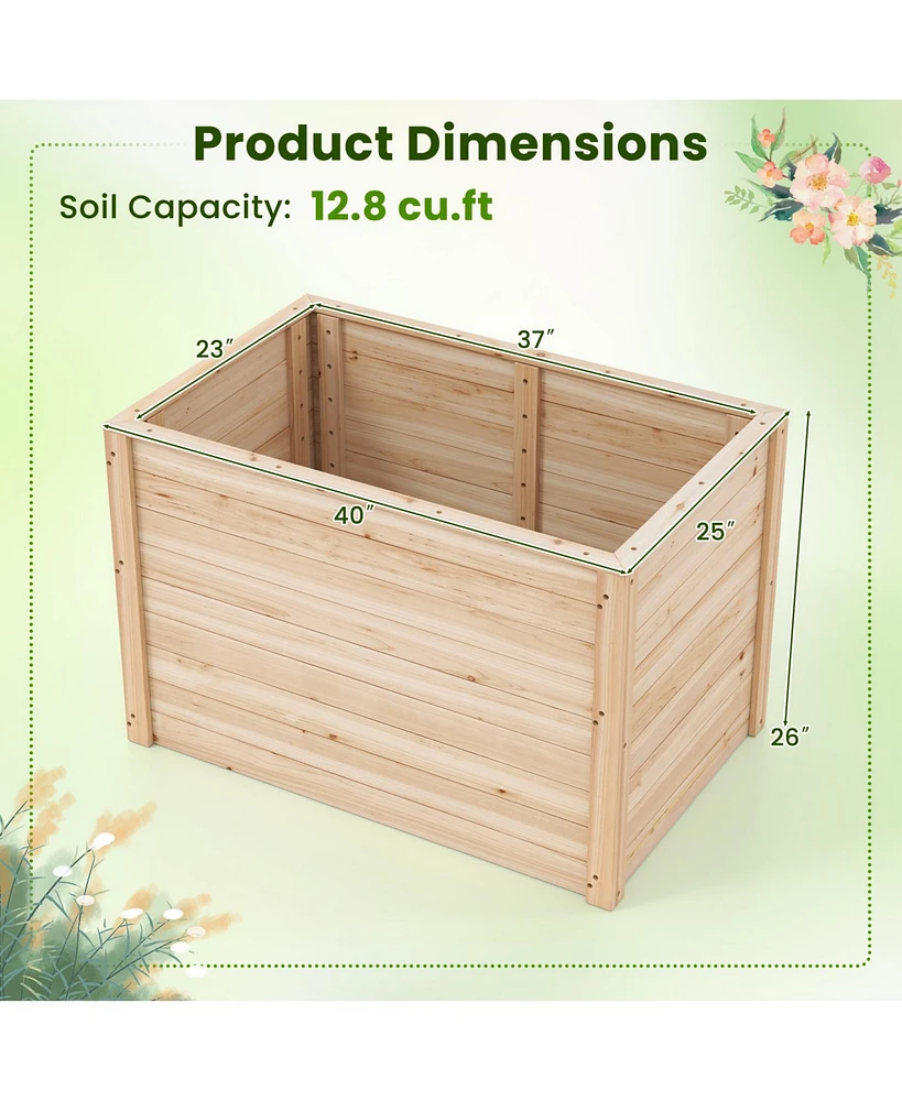 Wooden Raised Garden Bed Elevated Planter Box with Open-Ended Base