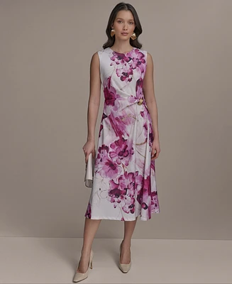 Donna Karan New York Women's Sleeveless Floral Midi Dress
