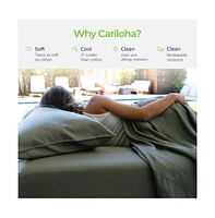 Cariloha Classic 4-Piece Twill Sheet Set | Beach Linen | Queen | Viscose Material |Extra soft, Cooling for Hot Sleepers, Corner Bands