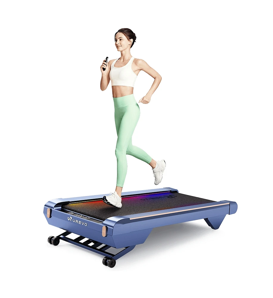 Smart Walking Pad with 14% Incline, Under Desk Treadmill for Home Use, Extended Walking Surface, Led Remote, Speed-Responsive Lighting, Quiet Brushles