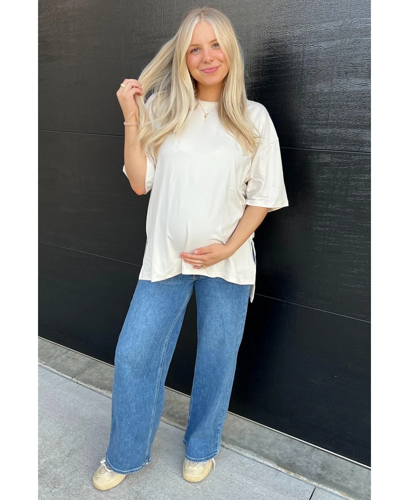 Pinkblush Blue Wide Leg Maternity Jeans