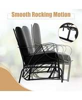 Slickblue Patio Glider Rocking Chair with Thick Cushion and Curved Armrest