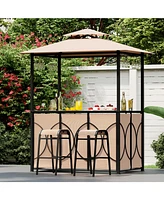 Grill Gazebo Set with Bar Table and 2 Stools for Outdoor Cooking and Entertaining