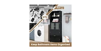 6-Tier Freestanding Bathroom Cabinet with 2 Open Compartments and Adjustable Shelves