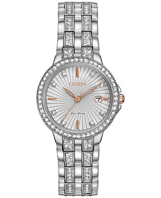 Citizen Women's Eco-Drive Crystal Accent Stainless Steel Bracelet Watch 28mm EW2340-58A
