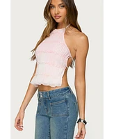 Edikted Women's Amit Tiered Chiffon Halter Top