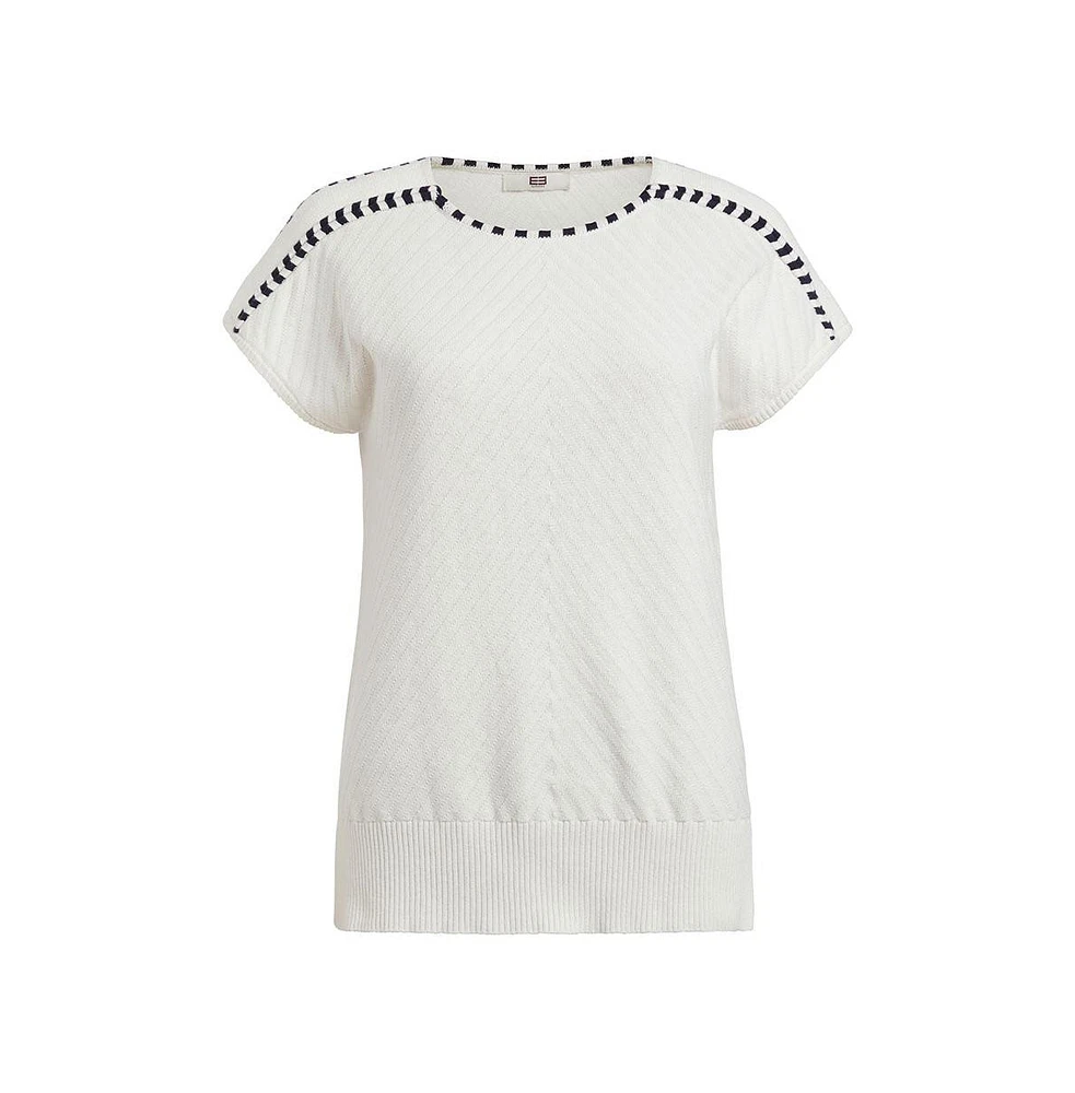 Etcetera Women's Shadow-Striped Pullover Sweater Cresting