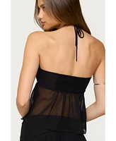 Edikted Women's Jettie Sheer Chiffon Split Front Top